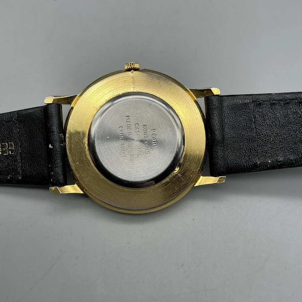 Vintage Pearl Unisex Watch 33mm MOP Casino Roulette Bezel Leather New Battery